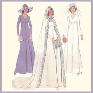 Vintage Pattern SIMPLICITY 7284 Wedding Gown GOTH CAPE  