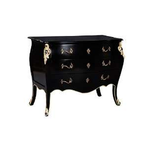  Ebony Bombe Chest Drawers 48W Commode Wood Cabinet New 