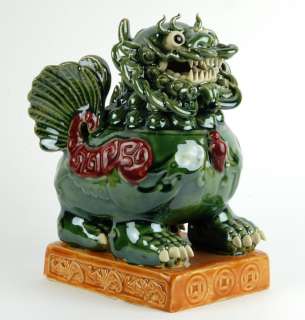 CERAMIC PIXIU STATUE Chinese Dragon Son Feng Shui Wealth Talisman 