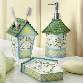 3pc Ceramic Kitchen Bluebirds Bird House Canister Set  