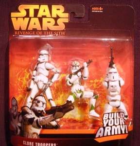 Star Wars Revenge of the Sith 4 Figure 3 pack Clone Trooper Green 