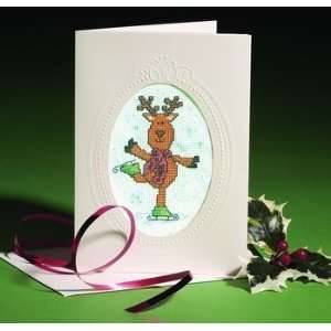    Skating Reindeer Christmas Card   Cross Stitch Kit
