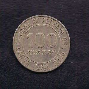 Peru 100 Soles De Oro Coin 1980 KM# 283 Lot P4  