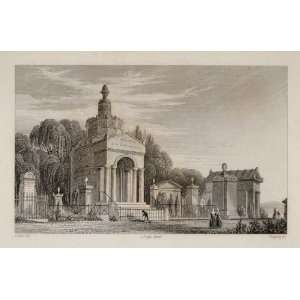  1831 Monuments Pere Lachaise Cemetery Paris Engraving 