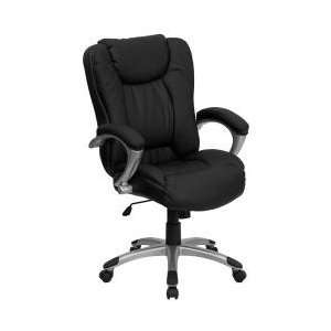  Black Leather High Back Executive Overstuffed Office Chair 