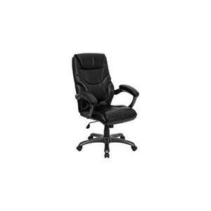   Back Black Leather Overstuffed Executive Office Chair