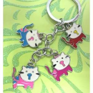  Colorful Metal Charm Keychain 4 Cats 