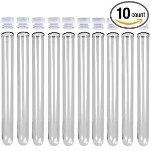 10 Pack   6 inch, 16x150mm Clear Plastic Test Tubes with Caps  