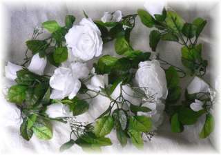 WHITE Silk Open Rose Garland Wedding Arch Decor Flowers  