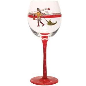   , Curly Girl Design Holiday, Colored Stem Wine Glass, True Merriment