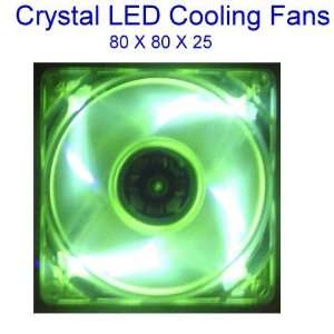 80mm Color Case Fan Green LED lights 12v DC