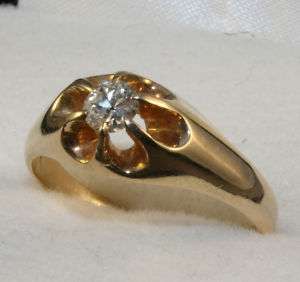 HEAVY ANTIQUE 14K SOLID GOLD MENS DIAMOND RING 1/2 ct. approx 