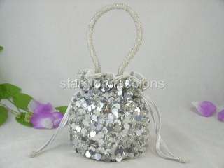 Fully Beaded Sequin Purse DrawString Wristlet 6 Colours  