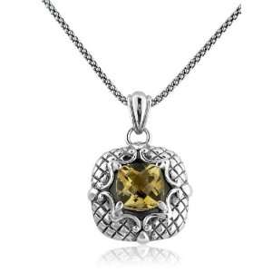   and Cushion Cut Citrine Quilted Textured Square Pendant Jewelry
