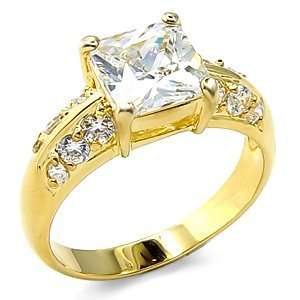   CZ Rings   14k Gold Plated Princess Cut CZ Engagement Ring Jewelry