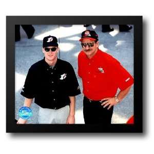  Dale Earnhardt standing with Dale, Jr in coke shirts 34x24 