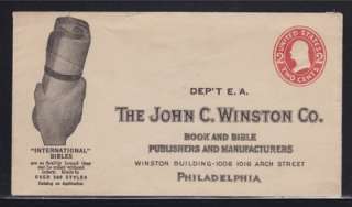  postal stationery cover for the John C. Winston Co, BOOK AND BIBLE 