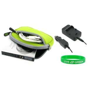 Neoprene (Neon Green) Sleeve Case and NB 6L AC DC Charger 