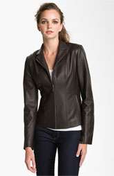 Cole Haan Notch Collar Lambskin Leather Jacket