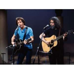  Musicians Bob Weir and Jerry Garcia of Rock Group Grateful 