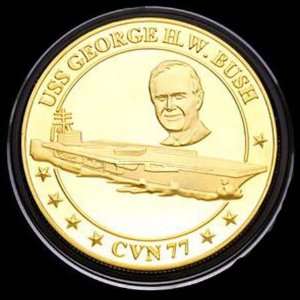  US Navy George H. W Bush CVN 77 Gold Plated Challenge Coin 