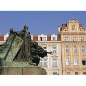 Jan Hus Monument and Kinsky Palace, Old Town Square, Prague, Czech 
