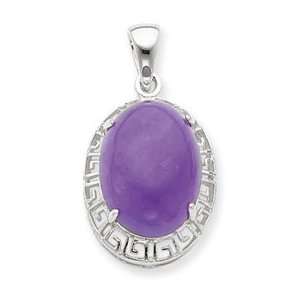  Sterling Silver Lavender Jade Greek Key Pendant: Jewelry