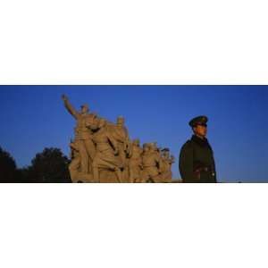  Security Guard in Front of Statue, Mao Tse Tung Mausoleum 