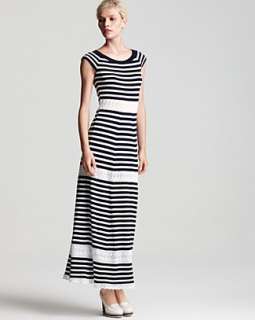 Philosophy di Alberta Ferretti Cap Sleeve Stripe Maxi Dress 