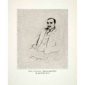  1928 Print Paul Claudel Paul Emile Becat Portrait French 