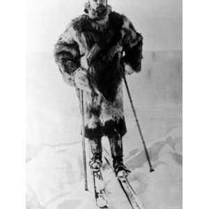 Norwegian Explorer Roald Amundsen on Skis During Expedition When He 