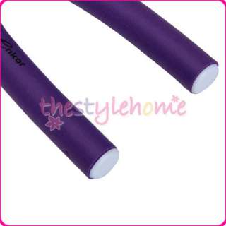 10pc Bendy Hair Rollers Foam Curlers 18mm   purple new  