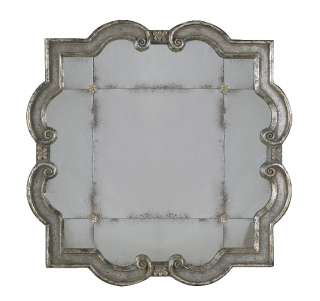 Antiqued Silver Frame Rosettes Rose Beveled Wall Mirror  