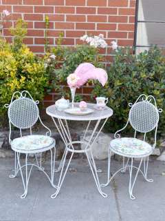 Shabby French Chic Patio Outdoor Cafe Set White Iron  