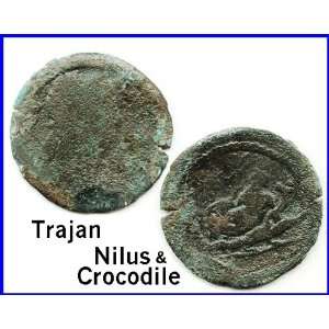  TRAJAN. NILUS. CROCODILE. Alexandria, Egypt. Roman Coin 