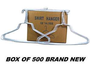 500 HANGERS WHITE 18 WIRE HANGER SHIRTS NEW SEALED BX  