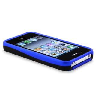 Blue 3 PIECE Hard CASE+PRIVACY FILTER+2 Charger+Cable for iPhone 4 4S 