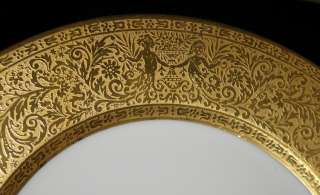 12 Antique Czech Gold Encrusted Plate Set w Angels Epiag Rowena Willis 