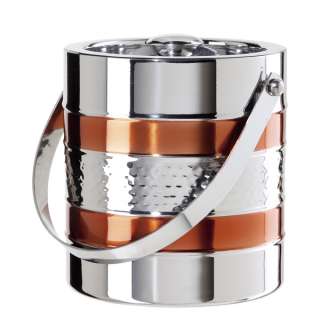 Hammered Stainless Steel Double Wall Ice Bucket by Oggi  