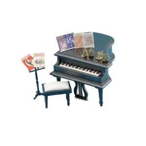  Dollhouse Miniature Black Piano with Stool Toys & Games