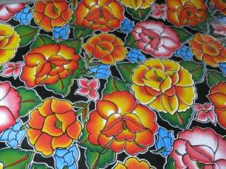 TEHUANA LARGE FLORAL TROPICAL VINYL OILCLOTH FABRIC BTY  