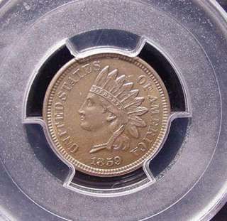 1859 Copper/Nickel Indian Head/Laurel Wreath reverse Cent PCGS AU 53 