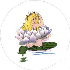  Flower Children 58mm Round Pin Lapel Badge Water Lily 