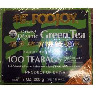 Foojoy Certified Organic Green Tea 100 Tea Bags 7 oz.