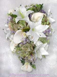   CALLA LILY Lillies Roses Silk Wedding Flowers Bridal BOUQUET  