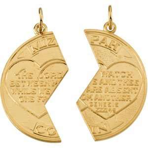 14K Gold Mizpah Coin Pendant   Left Side Jewelry