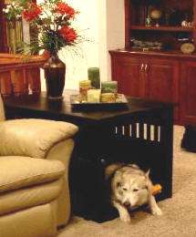 WOOD WOODEN PET DOG 36 CRATE HOME BED & END TABLE IN MAHOGANY OR 