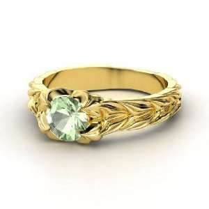   and Thorn Ring, Round Green Amethyst 14K Yellow Gold Ring Jewelry