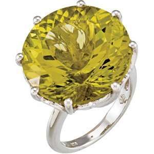    67914 Silver 20.00X20.00 Mm Genuine Green Gold Quartz Ring Jewelry