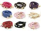 Multicolor Knit Shell Heart Rabbit Key Crystal Charms Bracelet HOT